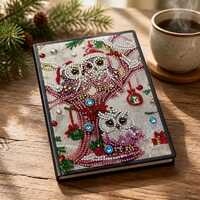 Christmas Owl Diamond Painting Journal – Sparkling Holiday Owl Notebook – Festive Rhines