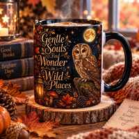 Owl Mug 11oz, Gentle Souls Find Wonder in Wild Places Mug, Woodland Owl Mug, Cottagecore Mug, Nature