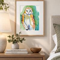 Owl Watercolor Art Print &mdash; 8&times;10 Matted to 11&times;14