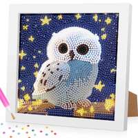 5D Owl Diamond Painting Kit No Frame, 15x15cm Gem Art for Kids Beginners DIY