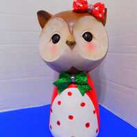 NEW Christmas Holiday Little Girl Owl Figurine Winter Decor