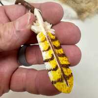 Hand Carved Great Horned Owl Feather Necklace | Cow Bone Pendant on Leather Cord | Native-Inspired W