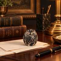 Vintage Nambu Tekki MIYA Owl Paperweight | Cast Iron Sculpture (Made in Japan)
