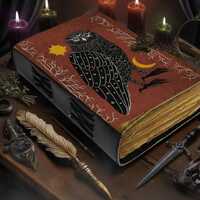 Handmade Owl Leather Grimoire: Witchy Book of Shadows, Blank Journal