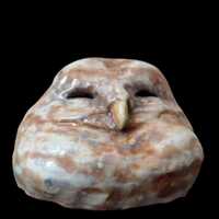Ceramic owl table ornament, good luck charm,
