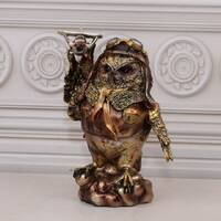 Owl with Airplane Statue: Elegant Home Decor Figurine