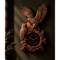 Sculpted Owl Clock, Flying Owl Timber Clock, Full Moon Woodland Decor, Carved Wood Wall Art, Cabin S