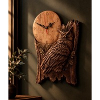 Wooden Owl Moon Wall Clock, Carved Owl Clock, Forest Cabin Decor, Rustic Woodland Wall Art, Nature L