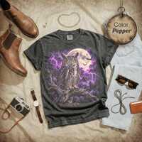 Vintage Owl Halloween Comfort Colors T-Shirt, Retro Owl Moon Shirt, Spooky Owl Graphic Tee, Autumn W