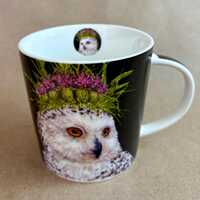 Vicki Sawyer Snow Queen Owl Mug – Thistle Crown, Fine Bone China (13 oz)