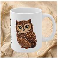 Wild and Wise Owl Mug | Comic-Style Nature Lover Coffee Cup