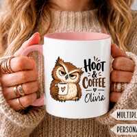 Funny Grumpy Owl Mug, Not a Morning Owl Gift, Personalized Coffee Cup for Her, Birthday Gift for Cof