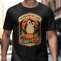 I'm Here for the Candy, Vintage Owl Halloween Shirt, Retro Trick or Treat Tee, Gift for Men and 