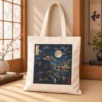 Ninja Owl Tote, Castle Reflection Art