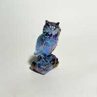 Vintage Purple Iridescent Glass Owl Figurine / Boyd Art Glass