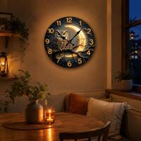 Owl Wall Clock, Moonlit Celestial Decor, Silent 10 Inch Clock, Gothic Nature Gift