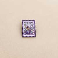 Late Night Reader Club Enamel Pin, Cute Owl Book Pin, Book Lover Gift, Bookish Backpack Lapel Pin