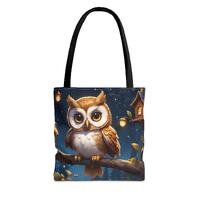 Night Forest Owl Tote Bag | Artful Illustration, Lantern Light