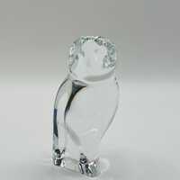 Baccarat France Crystal Owl Figurine • Art Deco Lead Glass Paperweight
