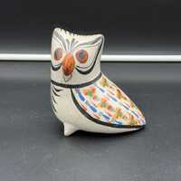 Vintage 70s Tonala Mexican Pottery Owl Figurine