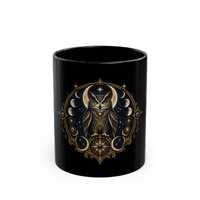 Celestial Owl Mug | Black Ceramic Coffee Cup | Moon Phase Owl Mug | Gothic Witchy Gift | Astrology O