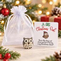 Christmas Owl Pocket Hug, Owl Pocket Pal, Stocking Filler, Secret Santa Gift, Christmas Eve Box Fill