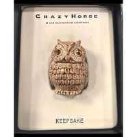 Vintage Liz Claiborne Crazy Horse Owl Keepsake Trinket Box Rhinestone Eyes