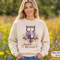 Private Listing, Lavender Patchwork Owl Sweatshirt, Embroidered Winter Sweater,Cozy Cottagecore Owl