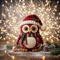 Crochet Christmas Owl, Christmas Owl Decor, Handmade Amigurumi Owl, Santa Owl Doll, Holiday Home Dec