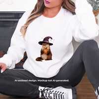 Spooky Owl Witch Sweatshirt, Halloween Animal Crewneck, Fall Gift