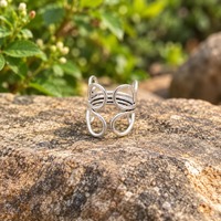Handmade Sterling Silver Owl Ring, Openwork Bird Silhouette, Nature Jewelry