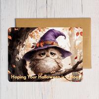 Handmade Owl Halloween Card: Bird Wizard Note