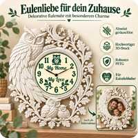 Personalisierte Eule Eulenuhr aus PETG &ndash; Ger&auml;uschlose Wanduhr oder Bilderrahmen &ndash; 2