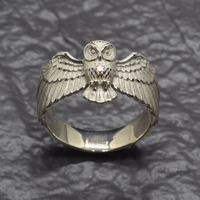 Owl Ring, Silver Statement Owl Jewelry, Gothic Bird Ring