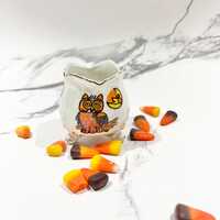 Vintage Porcelain Owl + Moon Toothpick Holder - Vintage Halloween