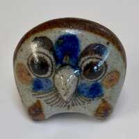 Jorge Wilmot Tonala pottery owl 1.75 inches signed vintage mid century
