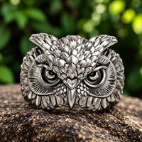 Silver Owl Rings For Man Silver Owl Ring Mens Signet Ring Unique Silver Rings For Man Pinky Ring Men