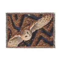 Woven Blanket: Wings Over October, Barn Owl Vintage Style Quilt & Cozy Picnic Blanket for Fall C