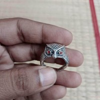 Owl Ring 925 Sterling Silver, Red Gemstone Eyes Owl Ring, Animal Ring, Bird Jewelry, Gothic Ring, Vi