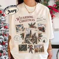 Merry Christmas Wizard Shirt, Magical Owl Holiday Tee, Wizard Movie Christmas T-Shirt, Retro Wizard