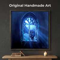 Gothic Owl Canvas Wall Art, Moonlit Owl Print, Dark Academia Decor, Witchy Blue Night Artwork, Gothi