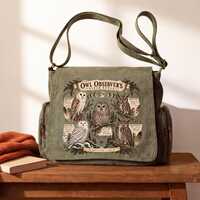 Owl Observer Field Notes Canvas Messenger Bag, Bird Guide Chart Crossbody Satchel, Birdwatcher Gift,