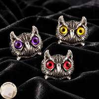 Custom Owl Eye Ring, 7 Colors Silver Gothic Mysterious Dark Witchy Alt Jewelry, Goth Gift Mysterious