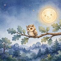 Luna the Little Owl Bedtime Story, Printable Illustrated Bravery Book PDF for Toddlers Ages 3-6