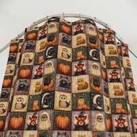 Patchwork Halloween Owls Pumpkin Cats Ghosts Shower Curtain | Fall Bathroom Decor