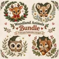 Woodland Animals Embroidery Bundle Deer Owl Squirrel Fawn Machine Designs