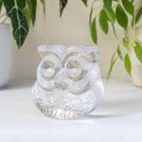 Mid-century modern GLASS OWL by Lars Hellsten Skruf - signed