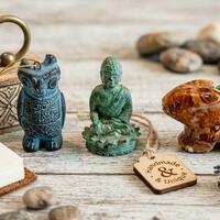 Vintage Native Art Figurines Owl Buddha Rabbit Stone Resin Pewter Turquoise Carving Zuni Decor
