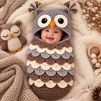 Crochet Owl Cocoon Pattern, Baby Owl Costume, Newborn Photo Prop, Crochet Baby Cocoon