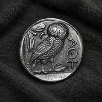 Athenian Owl Coin, Athena Portrait and Olive Branch Design, Ancient Greek Style Display Piece, Gift 